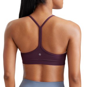 CRZ YOGA Butterluxe Womens Y Back Sports Bra - Padded Racerback Low Impact Spaghetti Thin Strap Workout Yoga Top
