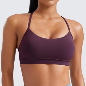 CRZ YOGA Butterluxe Womens Y Back Sports Bra - Padded Racerback Low Impact Spaghetti Thin Strap Workout Yoga Top