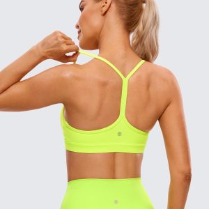 CRZ YOGA Butterluxe Womens Y Back Sports Bra - Padded Racerback Low Impact Spaghetti Thin Strap Workout Yoga Top