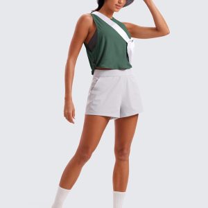 CRZ YOGA Pima Cotton Cropped Workout Tank Tops for Women - Sleeveless Sports Athletic Yoga Running Gym Crop Shirts