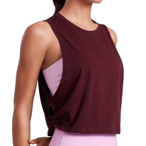 CRZ YOGA Pima Cotton Cropped Workout Tank Tops for Women - Sleeveless Sports Athletic Yoga Running Gym Crop Shirts