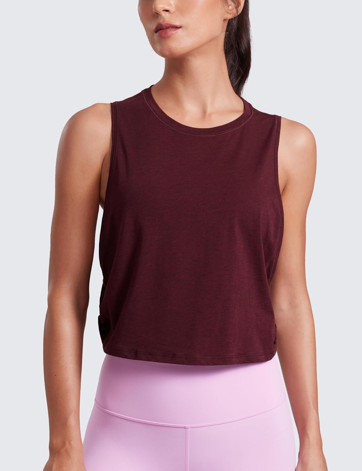 CRZ YOGA Pima Cotton Cropped Workout Tank Tops for Women - Sleeveless Sports Athletic Yoga Running Gym Crop Shirts
