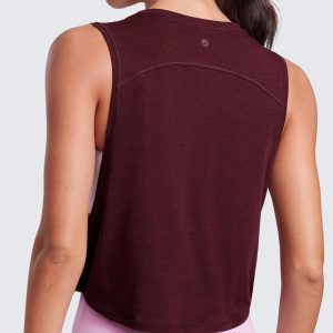 CRZ YOGA Pima Cotton Cropped Workout Tank Tops for Women - Sleeveless Sports Athletic Yoga Running Gym Crop Shirts