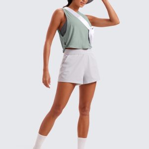 CRZ YOGA Pima Cotton Cropped Workout Tank Tops for Women - Sleeveless Sports Athletic Yoga Running Gym Crop Shirts