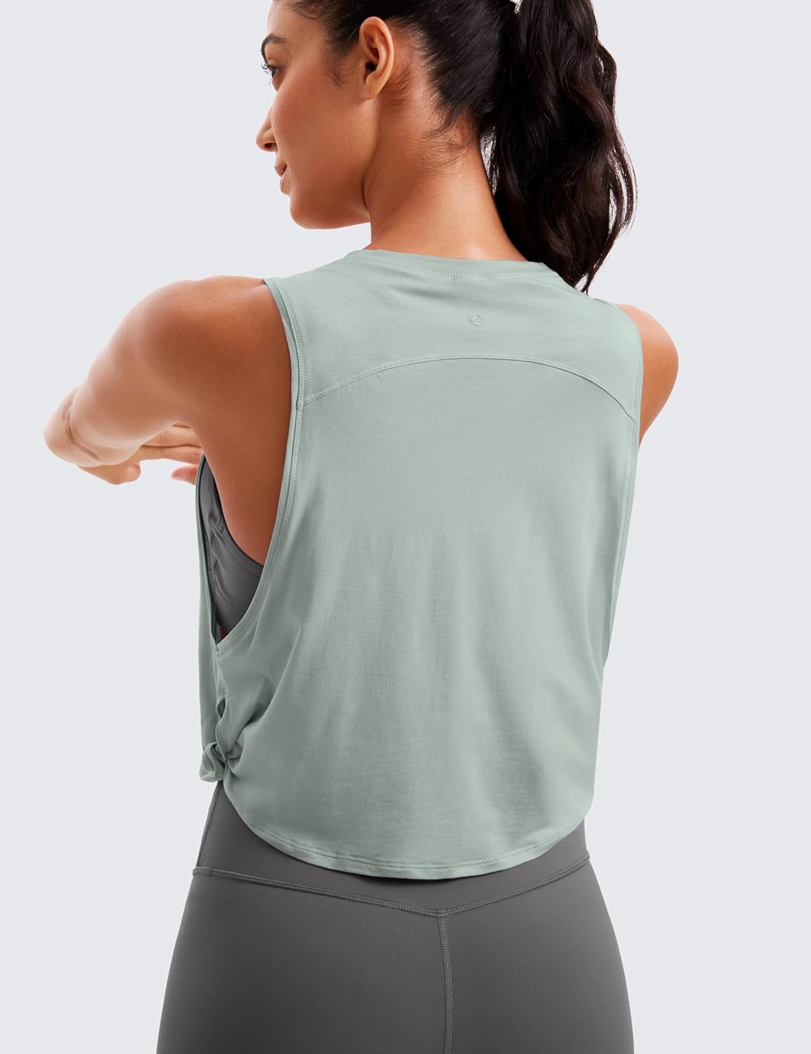 CRZ YOGA Pima Cotton Cropped Workout Tank Tops for Women - Sleeveless Sports Athletic Yoga Running Gym Crop Shirts