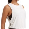 CRZ YOGA Pima Cotton Cropped Workout Tank Tops for Women - Sleeveless Sports Athletic Yoga Running Gym Crop Shirts
