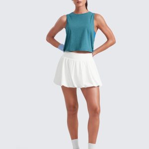 CRZ YOGA Pima Cotton Cropped Workout Tank Tops for Women - Sleeveless Sports Athletic Yoga Running Gym Crop Shirts