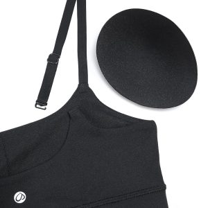 CRZ YOGA Womens Butterluxe Adjustable Spaghetti Strap Sports Bra - Scoop Neck Wireless Padded Yoga Workout Crop Top