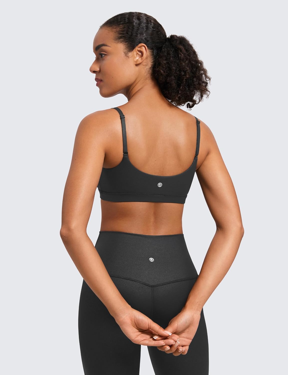 CRZ YOGA Womens Butterluxe Adjustable Spaghetti Strap Sports Bra - Scoop Neck Wireless Padded Yoga Workout Crop Top