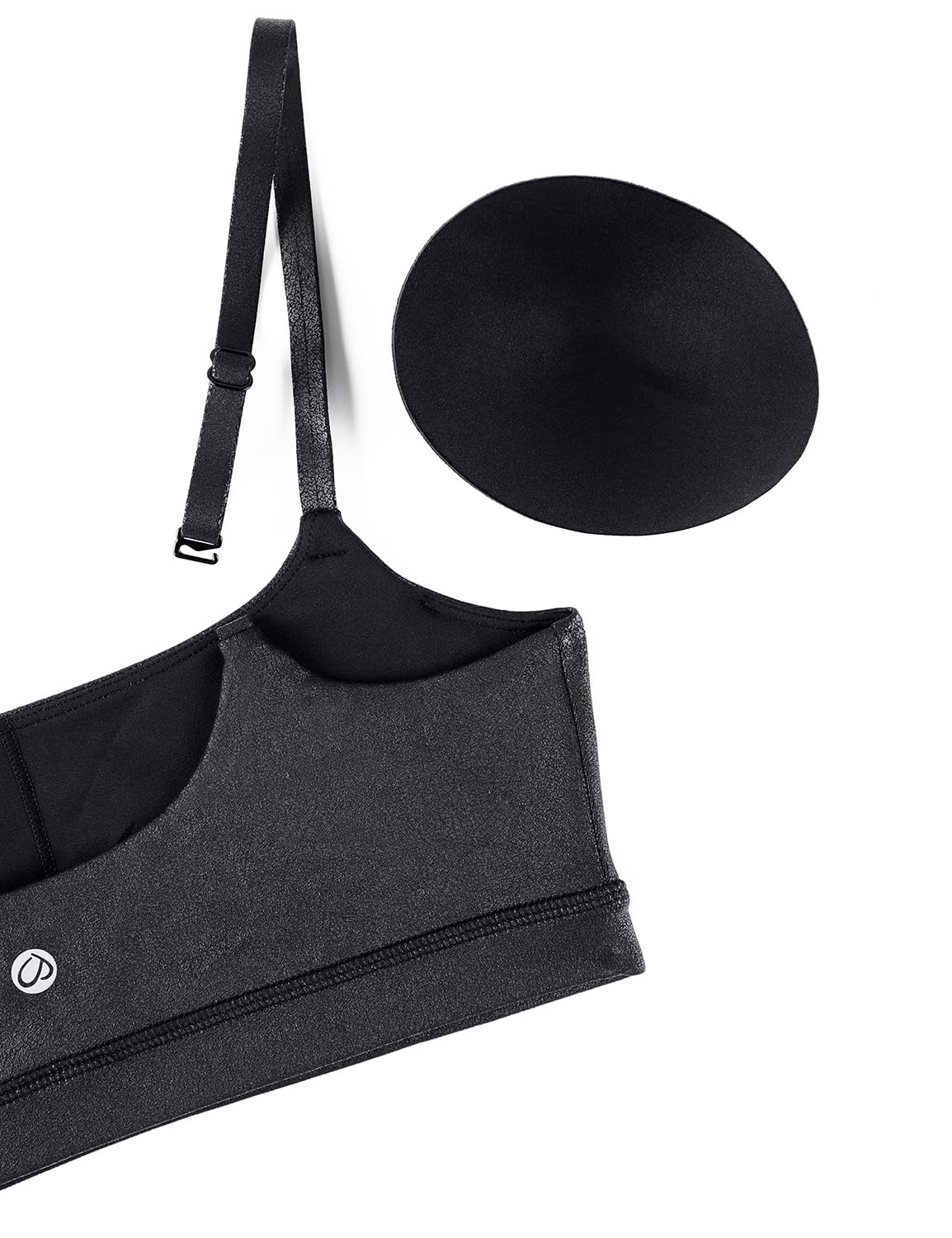 CRZ YOGA Womens Butterluxe Adjustable Spaghetti Strap Sports Bra - Scoop Neck Wireless Padded Yoga Workout Crop Top