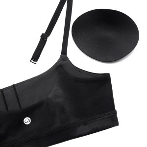 CRZ YOGA Womens Butterluxe Adjustable Spaghetti Strap Sports Bra - Scoop Neck Wireless Padded Yoga Workout Crop Top