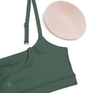 CRZ YOGA Womens Butterluxe Adjustable Spaghetti Strap Sports Bra - Scoop Neck Wireless Padded Yoga Workout Crop Top