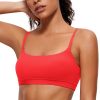 CRZ YOGA Womens Butterluxe Adjustable Spaghetti Strap Sports Bra - Scoop Neck Wireless Padded Yoga Workout Crop Top