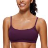 CRZ YOGA Womens Butterluxe Adjustable Spaghetti Strap Sports Bra - Scoop Neck Wireless Padded Yoga Workout Crop Top