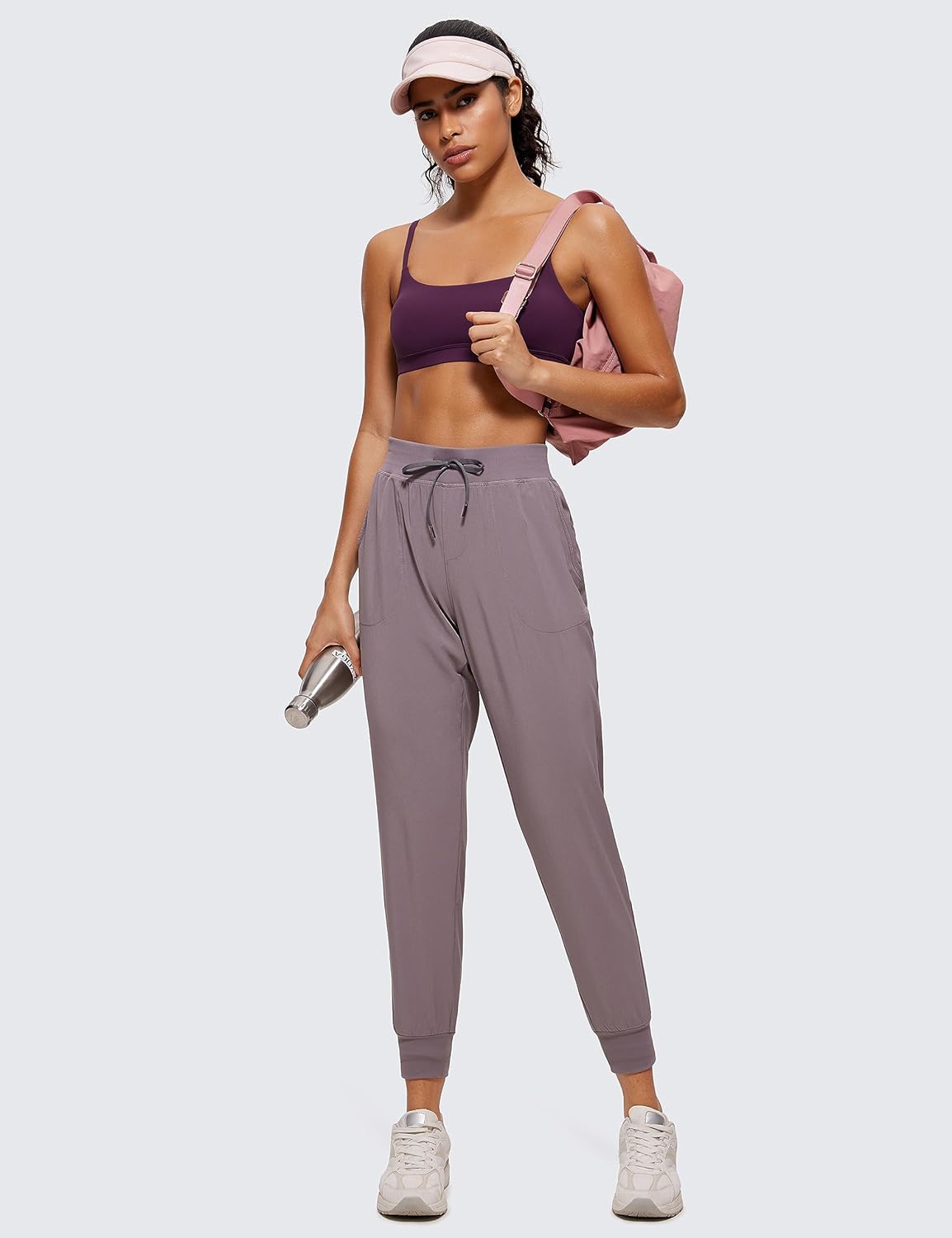 CRZ YOGA Womens Butterluxe Adjustable Spaghetti Strap Sports Bra - Scoop Neck Wireless Padded Yoga Workout Crop Top