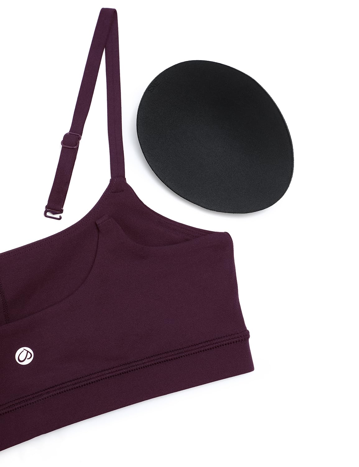 CRZ YOGA Womens Butterluxe Adjustable Spaghetti Strap Sports Bra - Scoop Neck Wireless Padded Yoga Workout Crop Top