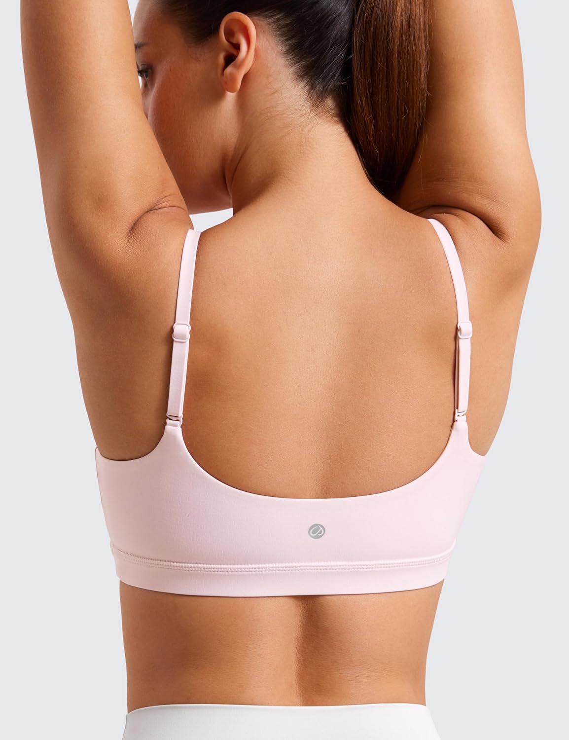 CRZ YOGA Womens Butterluxe Adjustable Spaghetti Strap Sports Bra - Scoop Neck Wireless Padded Yoga Workout Crop Top
