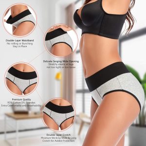 Eiggam Underwear for Women Cotton High Waist Panties Full Coverage Briefs Soft Strech Ladies Breathable Panties-Multi Pack