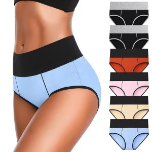 Eiggam Underwear for Women Cotton High Waist Panties Full Coverage Briefs Soft Strech Ladies Breathable Panties-Multi Pack