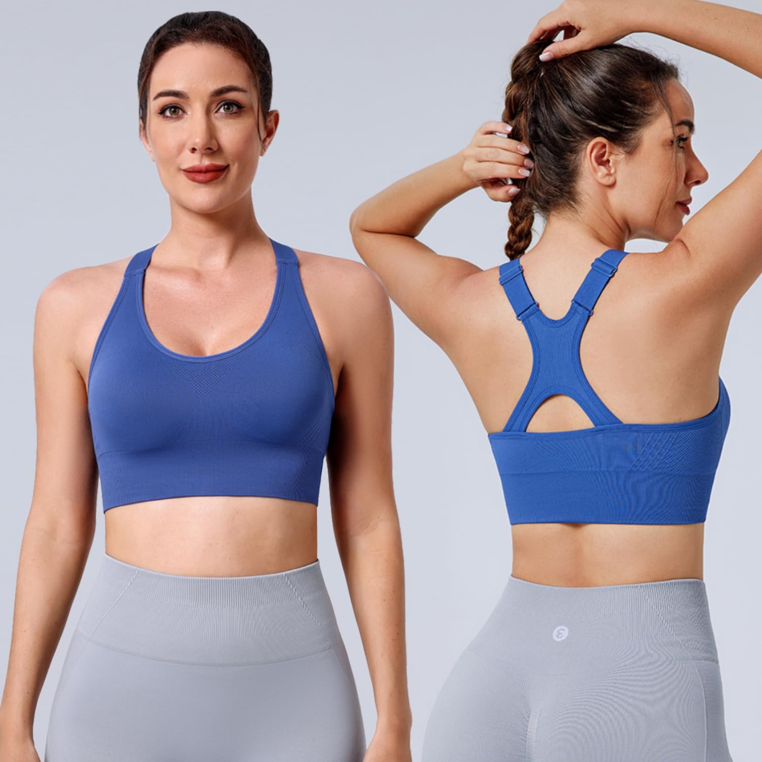 Evercute Adjustable Sports Bras for Women 3/4 Pack Racerback High Support Bras Padded Workout Bras Seamless Yoga Athletic Bra