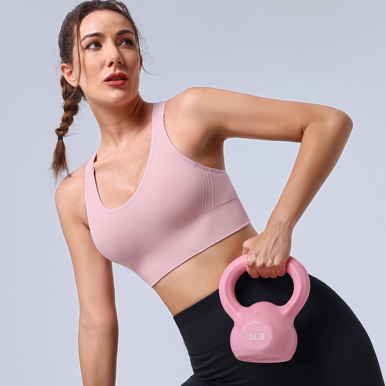 Evercute Adjustable Sports Bras for Women 3/4 Pack Racerback High Support Bras Padded Workout Bras Seamless Yoga Athletic Bra