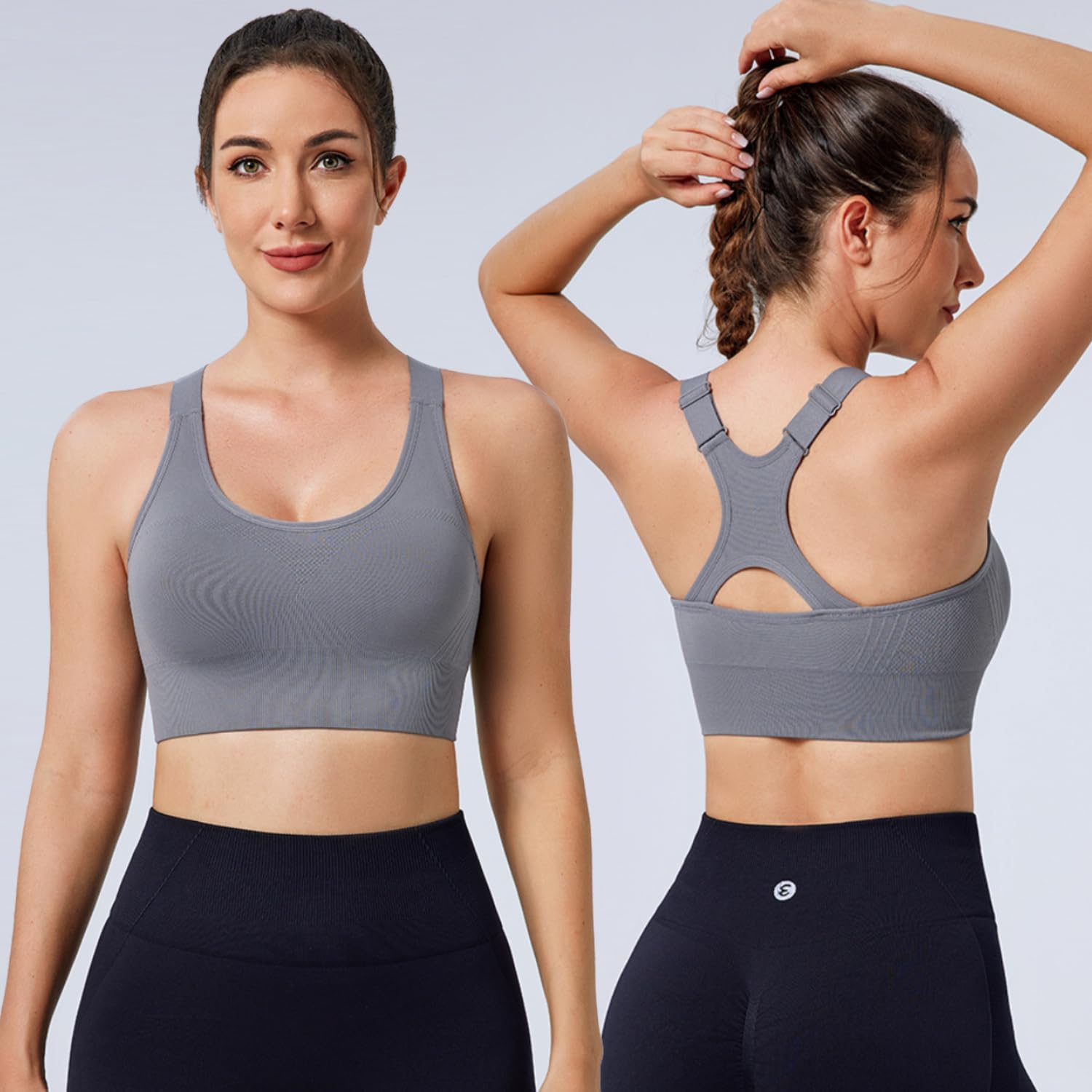 Evercute Adjustable Sports Bras for Women 3/4 Pack Racerback High Support Bras Padded Workout Bras Seamless Yoga Athletic Bra