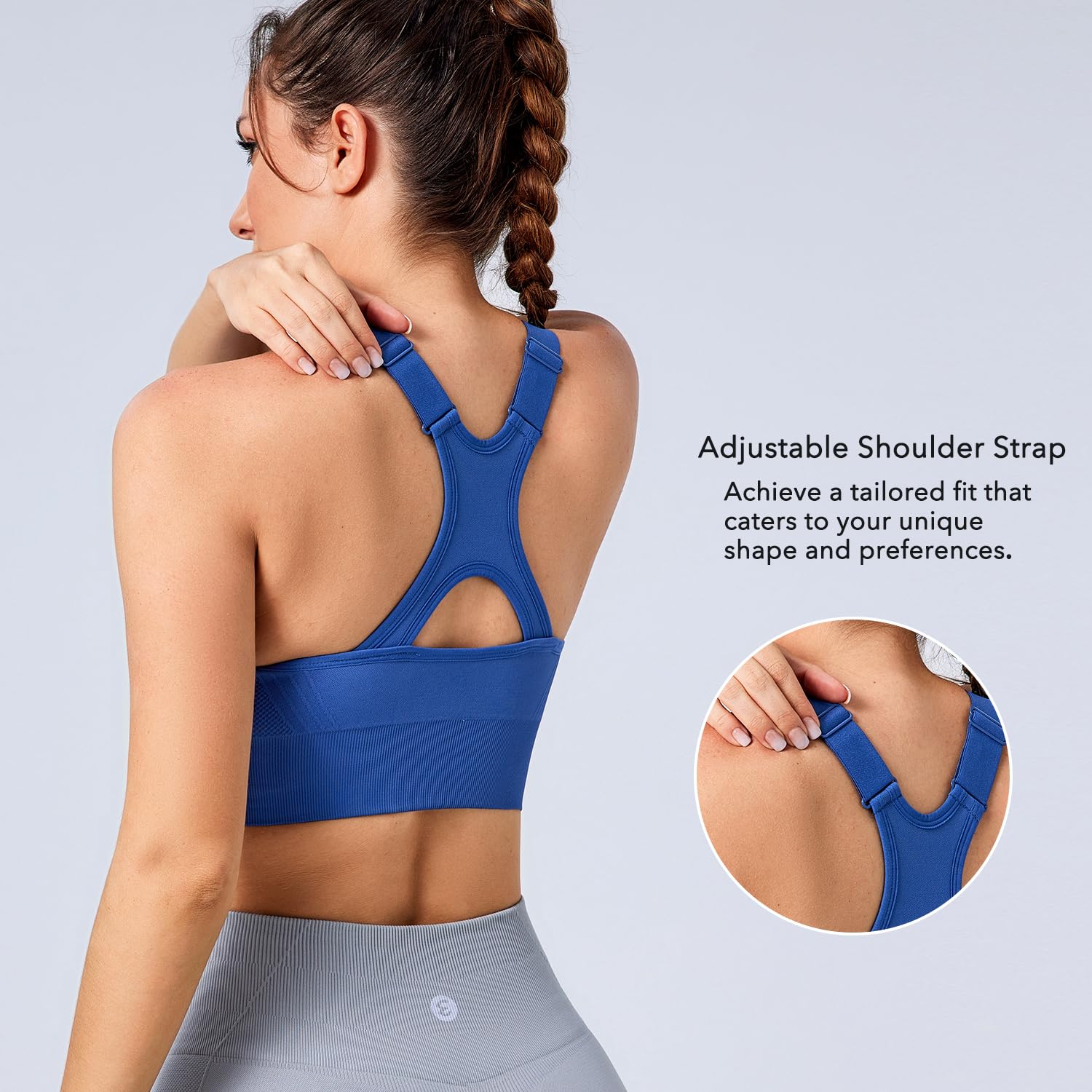 Evercute Adjustable Sports Bras for Women 3/4 Pack Racerback High Support Bras Padded Workout Bras Seamless Yoga Athletic Bra