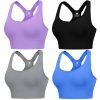 Evercute Adjustable Sports Bras for Women 3/4 Pack Racerback High Support Bras Padded Workout Bras Seamless Yoga Athletic Bra