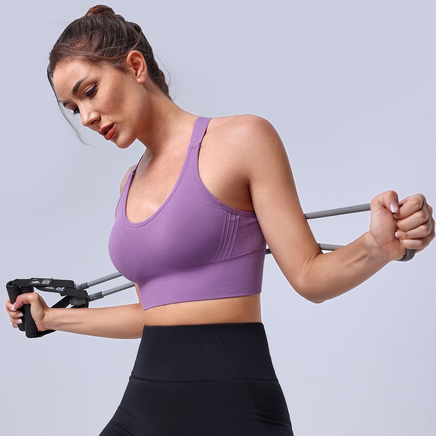 Evercute Adjustable Sports Bras for Women 3/4 Pack Racerback High Support Bras Padded Workout Bras Seamless Yoga Athletic Bra