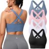 Evercute Sports Bra for Women Padded Medium Support Criss Cross Strappy Bras Seamless High Impact Yoga Exercise Athletic Bras