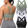 Evercute Sports Bra for Women Padded Medium Support Criss Cross Strappy Bras Seamless High Impact Yoga Exercise Athletic Bras