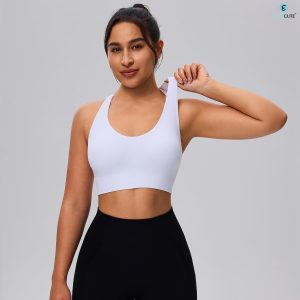 Evercute Sports Bra for Women Padded Medium Support Criss Cross Strappy Bras Seamless High Impact Yoga Exercise Athletic Bras