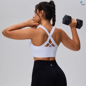 Evercute Sports Bra for Women Padded Medium Support Criss Cross Strappy Bras Seamless High Impact Yoga Exercise Athletic Bras