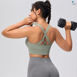 Evercute Sports Bra for Women Padded Medium Support Criss Cross Strappy Bras Seamless High Impact Yoga Exercise Athletic Bras