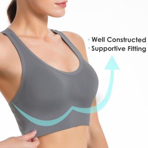 Evercute Sports Bra for Women Padded Medium Support Criss Cross Strappy Bras Seamless High Impact Yoga Exercise Athletic Bras