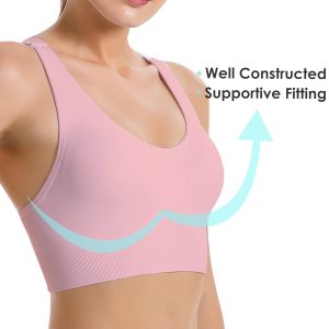 Evercute Sports Bra for Women Padded Medium Support Criss Cross Strappy Bras Seamless High Impact Yoga Exercise Athletic Bras