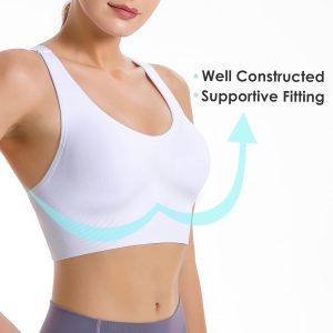 Evercute Sports Bra for Women Padded Medium Support Criss Cross Strappy Bras Seamless High Impact Yoga Exercise Athletic Bras