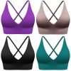 Evercute Women's Sports Bras Adjustable Deep V Neck Bras Wireless Spaghetti Strap Criss Cross Padded Low Support Sexy Bras