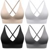 Evercute Women's Sports Bras Adjustable Deep V Neck Bras Wireless Spaghetti Strap Criss Cross Padded Low Support Sexy Bras