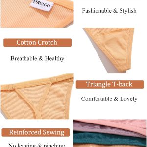 FINETOO 10 Pack Adjustable G String Thongs for Women Sexy Underwear Low Rise Womens Thong Cotton Panties for Ladies S-XL