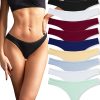 FINETOO 10 pack Cotton Thongs for Women Breathable Low Rise Bikini Lady Panties Womens Underwear Sexy S-XL