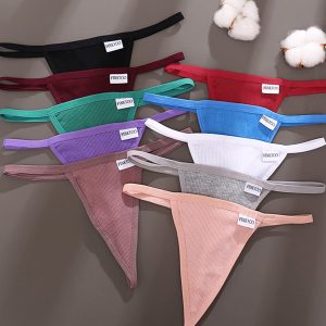 FINETOO 10 Pack G-String Thongs for Women Cotton Panties Stretch T-back Tangas Low Rise Hipster Underwear Sexy S-XL