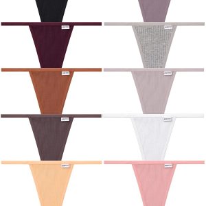 FINETOO 10 Pack G-String Thongs for Women Cotton Panties Stretch T-back Tangas Low Rise Hipster Underwear Sexy S-XL