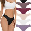 FINETOO 6 Pack Seamless Thongs for Women No Show Wavy Edge Side Women's Thong panties Ladies Underwear Sexy S-XL