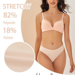 FINETOO 6 Pack Seamless Thongs for Women No Show Wavy Edge Side Women's Thong panties Ladies Underwear Sexy S-XL