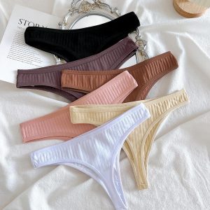 FINETOO Cotton Thongs for Women Soft Low Rise Sexy Thong Ladies Panties Womens Underwear 6 Pack S-XXXL