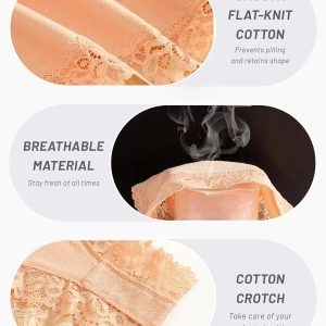 FINETOO Cotton Underwear for Women Sexy Panties Lace Hipster Low Rise Breathable Womens Cheeky 6 Pack S-XL