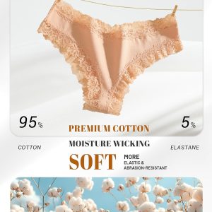 FINETOO Cotton Underwear for Women Sexy Panties Lace Hipster Low Rise Breathable Womens Cheeky 6 Pack S-XL