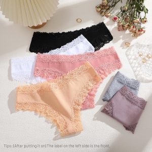 FINETOO Cotton Underwear for Women Sexy Panties Lace Hipster Low Rise Breathable Womens Cheeky 6 Pack S-XL