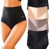 FINETOO Tummy Control Underwear for Women High Waisted Nylon Brief No Show Womens Bikini Seamless Panties 4pack S-XXXL